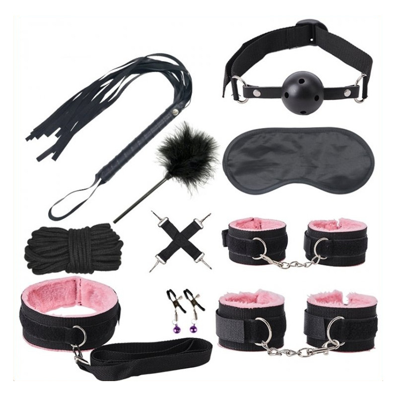 Generique Kit Sm Bondage Push 9 Pièces Noir-rose